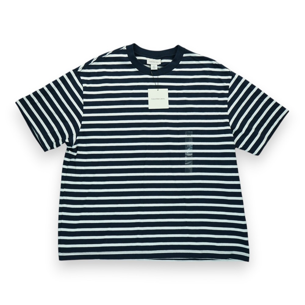 NWT Calvin Klein Men's Crew‎ Neck Short Sleeve Loose Stripe T-shirt Oversized